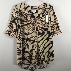 Anthropologie | Maeve tribal print button front short sleeve blouse